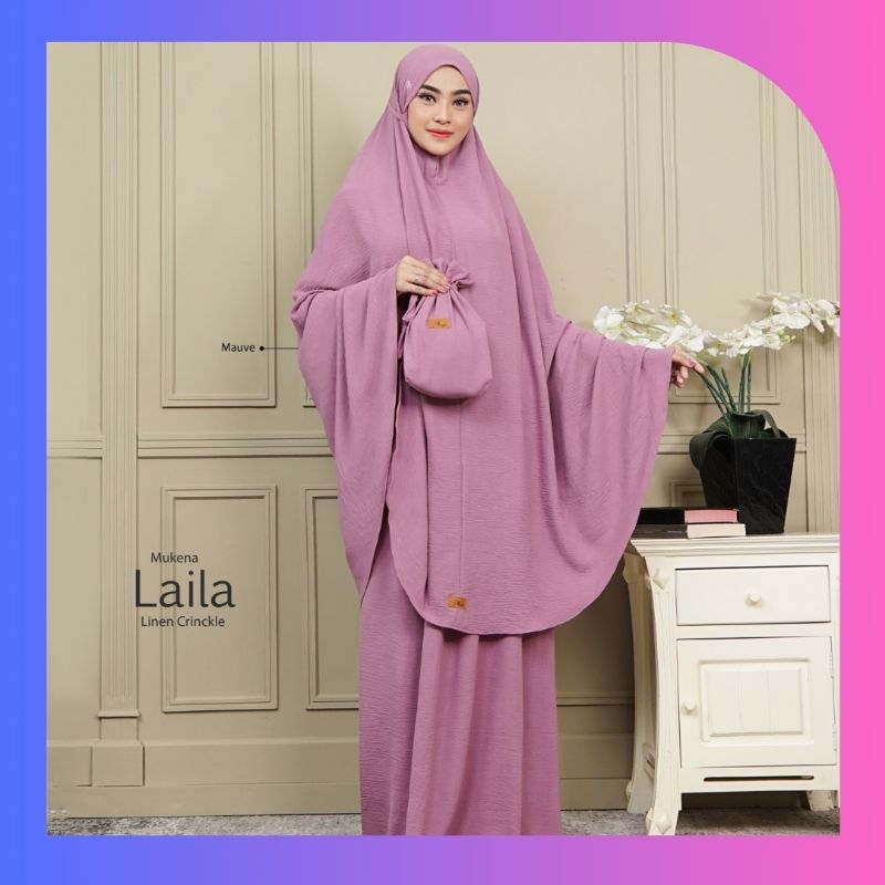 Mukena Laila Terbaru Ar Rafi ❤ Mukena Travelling Polos Simple Linen Crinkle Arrafi