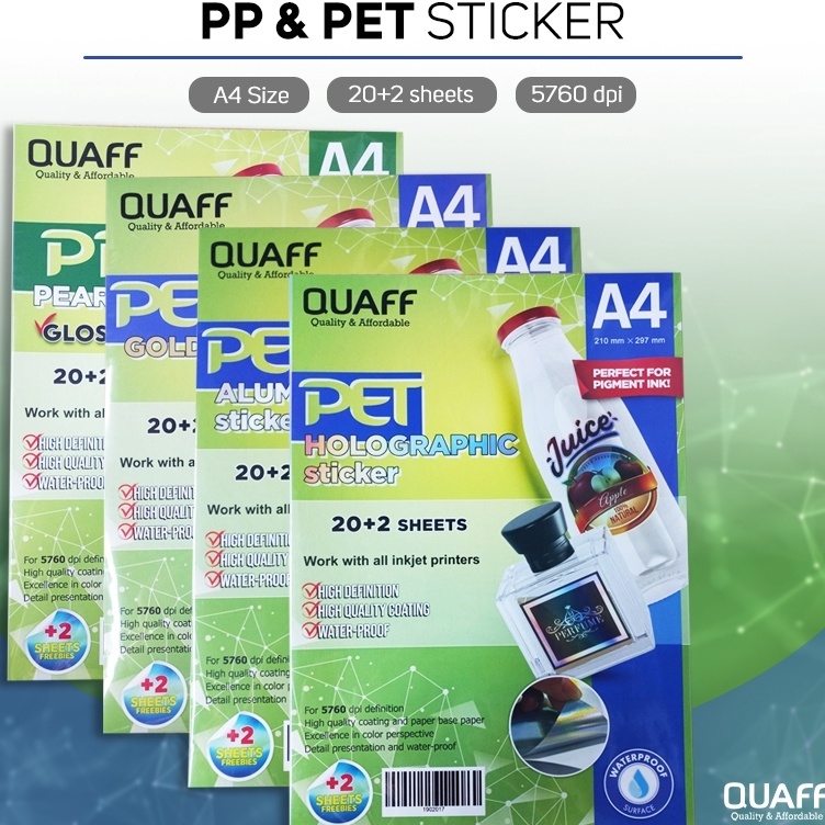 

Terupdate QUAFF Vinyl Inkjet Sticker Foto Paper A4 White Glossy Pearl Matte A4Isi 22 Lembar