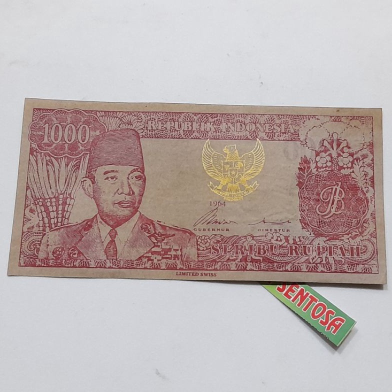 MANTAP uang soekarno serimpi 7 melengkung pecahan 1 rupiah merah atau hijau gruda tinta emas
