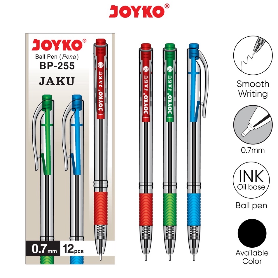 

Harga Murah Ball Pen Pulpen Pena Joyko BP255 Jaku 7 mm 1 Box 12 Pcs