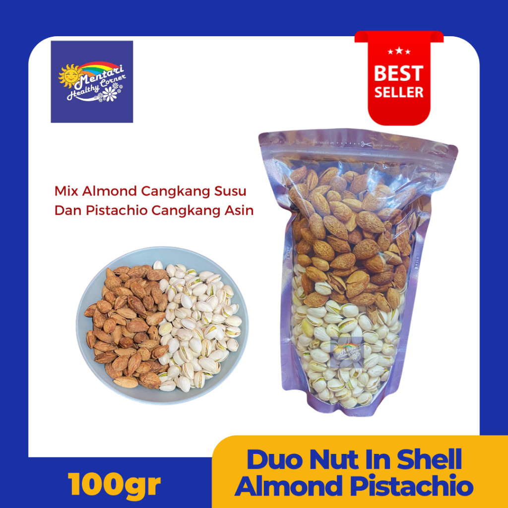 

Roasted Duo Nut In Shell Almond Pistachio 100gr / Kacang Panggang Cangkang Almond Pistachio 100gr