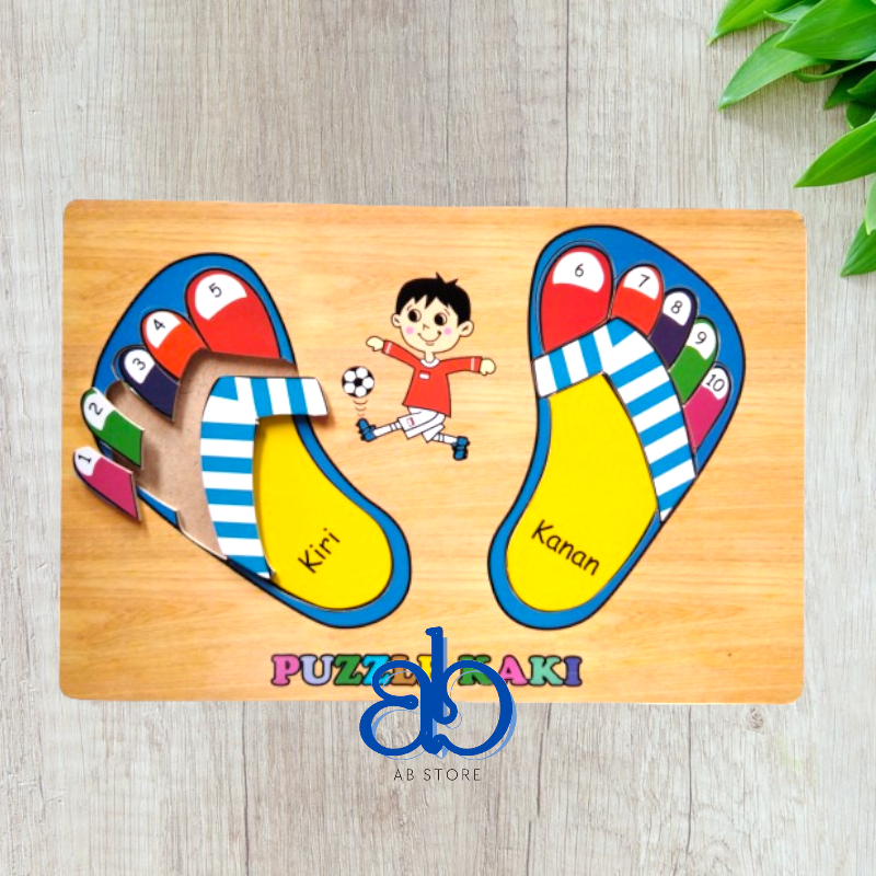 Puzzle Kayu Angka Model Sandal Kaki - Mainan Edukas Anak Belajar Angka