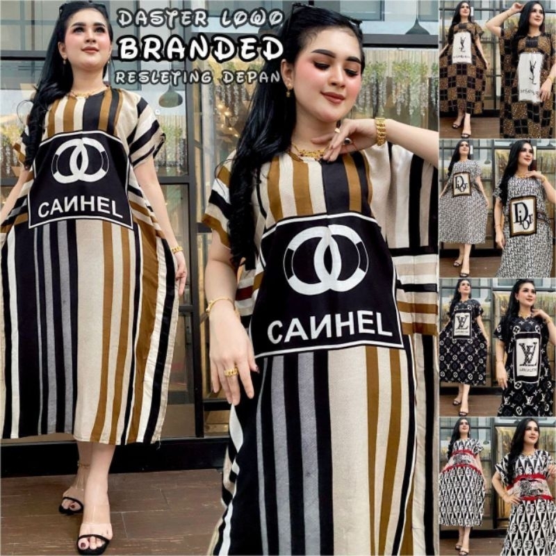 daster lowo /daster kelelawar motif branded resleting depan bahan rayon adem dipakai