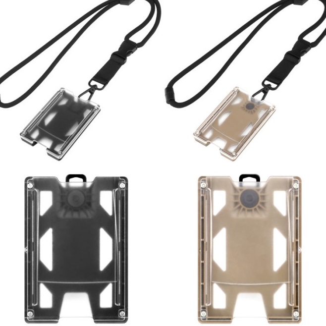 

Govo T4 Reps Tactical ID Card Holder Premium ABS with Lanyard Slot and Belt Clip Kalung Dompet Kartu Badge Holder