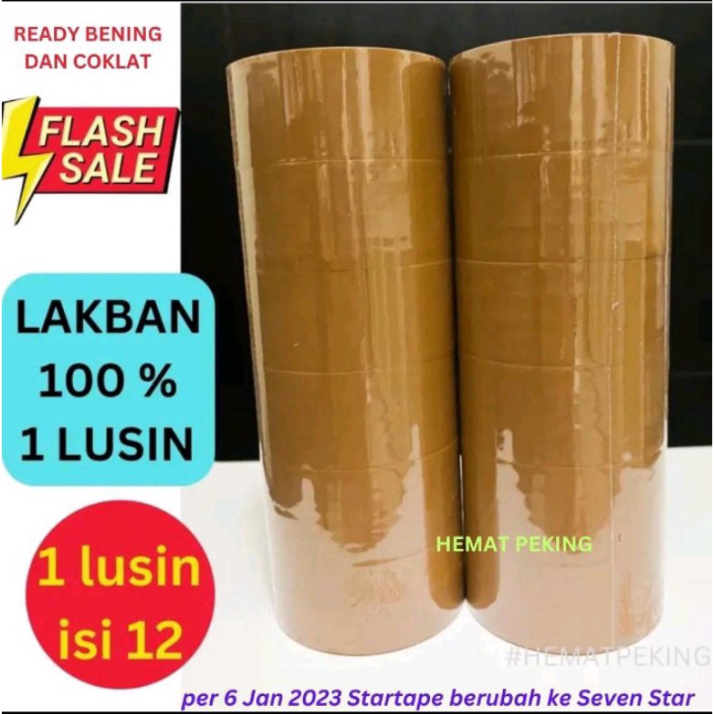 

HEMAT Lakban Harga Grosir 12 pcs Coklat Promo 1 Lusin Seven Star