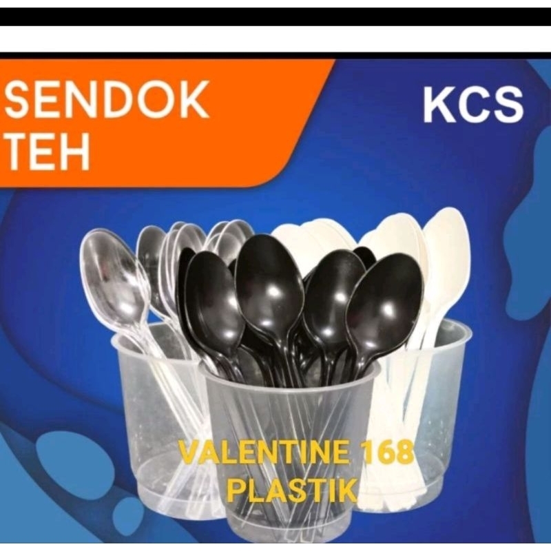 sendok teh sendok eskrim / sendok plastik bening hitam putih