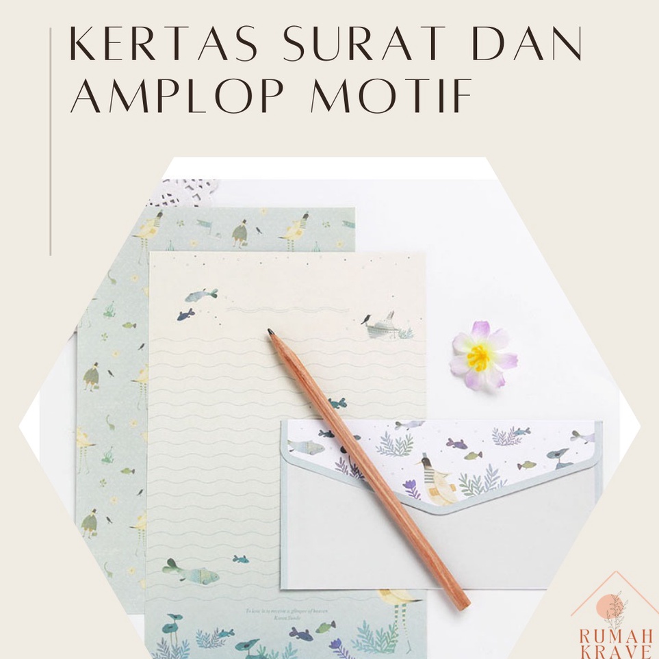 

Sikat Habis RUMAH KRAVE Kertas Surat dan Amplop Motif Bunga Laut Letter Envelope