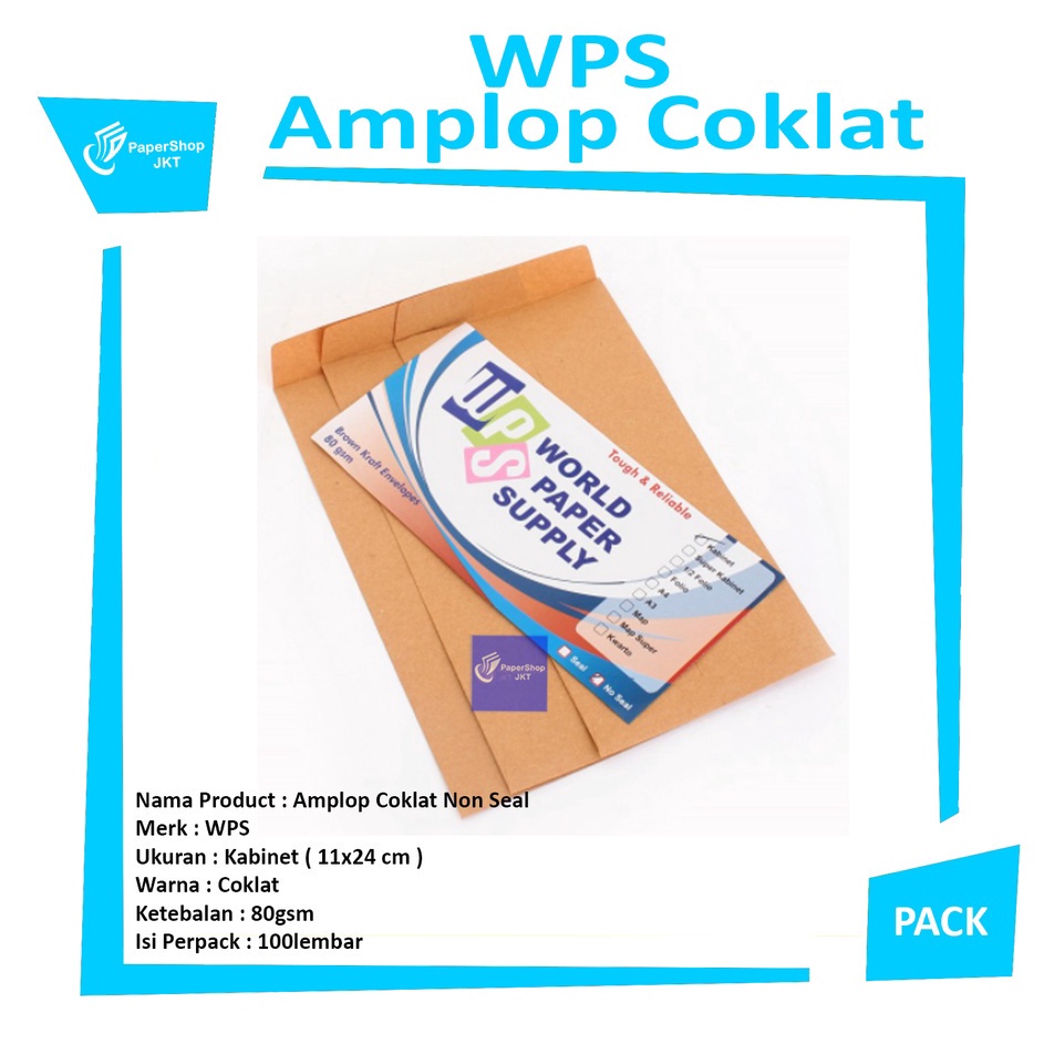 

WPS Amplop Coklat Ukuran Kabinet 11 x 24 cm 1 Lembar Pack