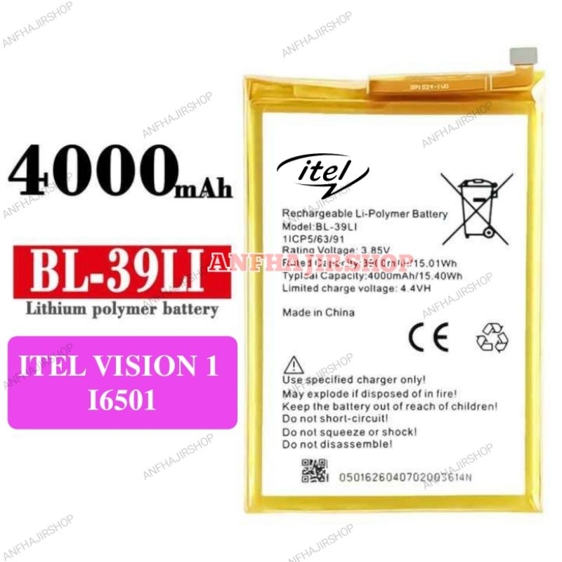 BATRE BATERAI ITEL VISION 1 L6501 BL-39LI BATRAI BATTERY iTEL VISION1 l6501 BL39LI BL 39LI BL 39 LI 