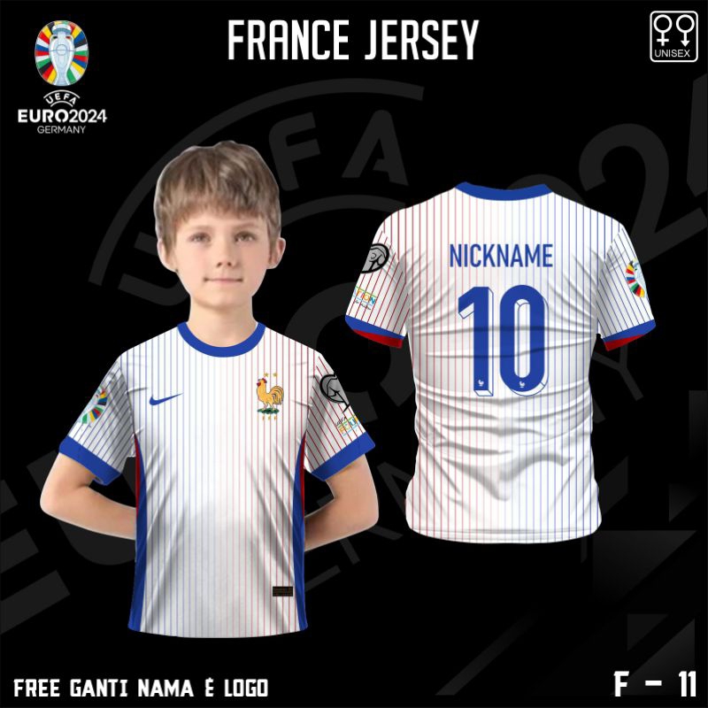 Jersey Piala Eropa 2024 Tim Perancis Anak Lengan Pendek/Baju kiper anak