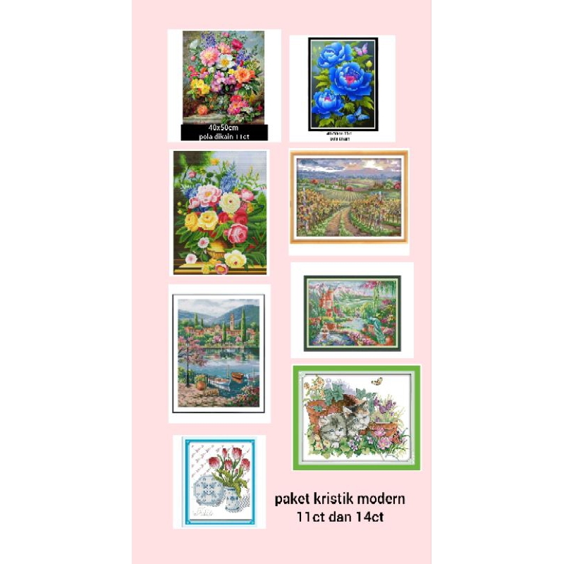 DIY PAKET KRISTIK 11CT 14CT PAKET KRISTIK MODERN POLA DIKAIN