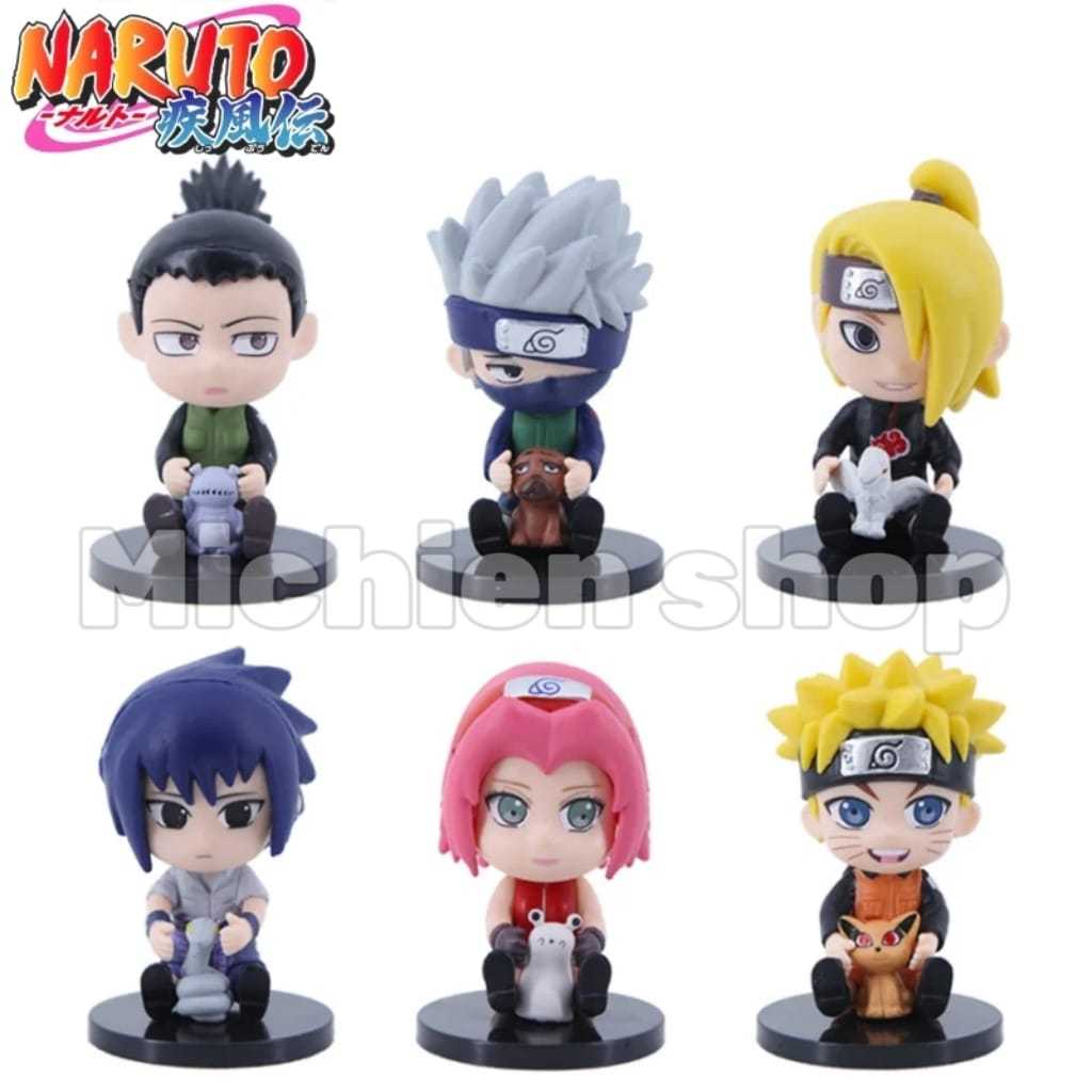 Figure Naruto Set isi 6pcs/Naruto Sasuke Kakashi Shikamaru