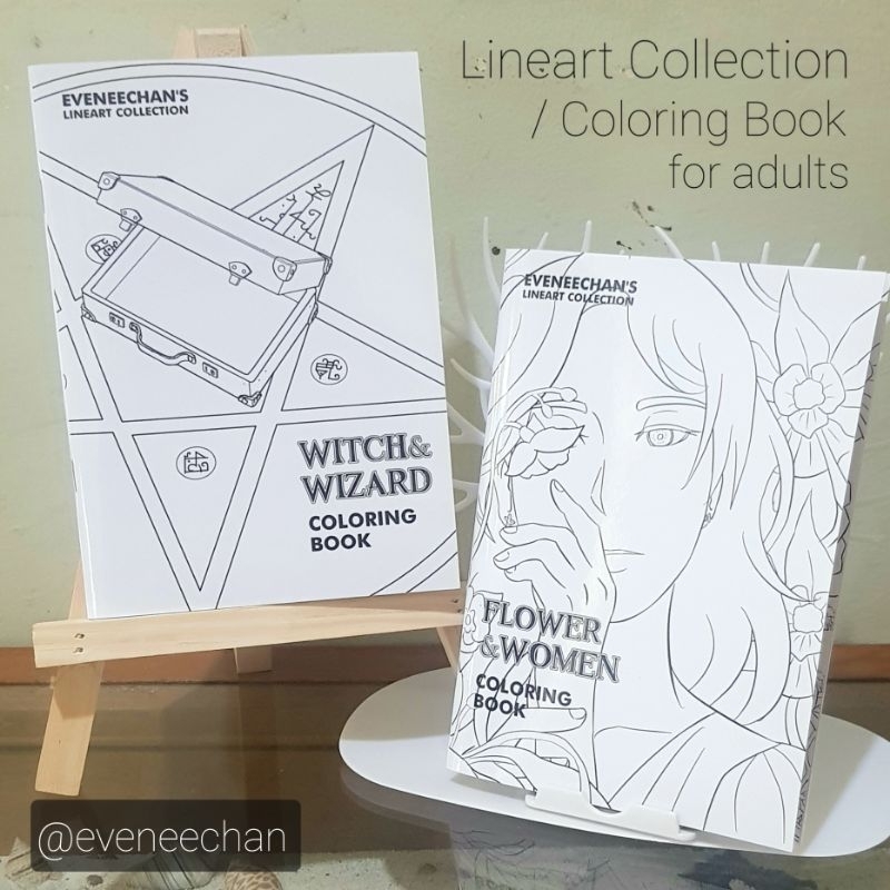 

Coloring Book for Adults - Witch & Wizard and Flower & Women - Lineart Collection - buku mewarnai untuk dewasa