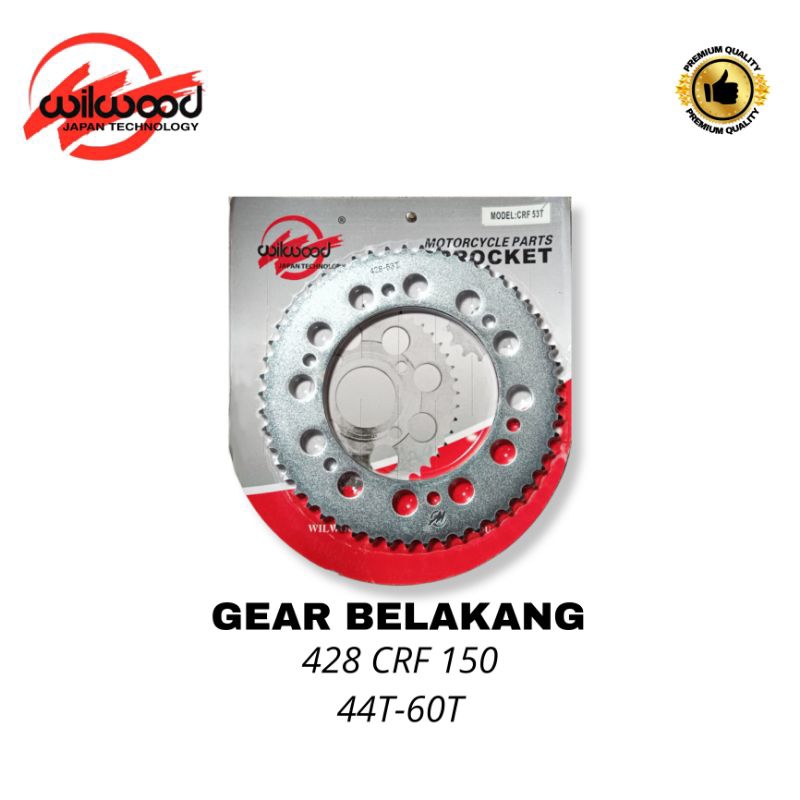 Gear belakang CRF 150 type 428 ukuran 44T-60T Wilwood Murah