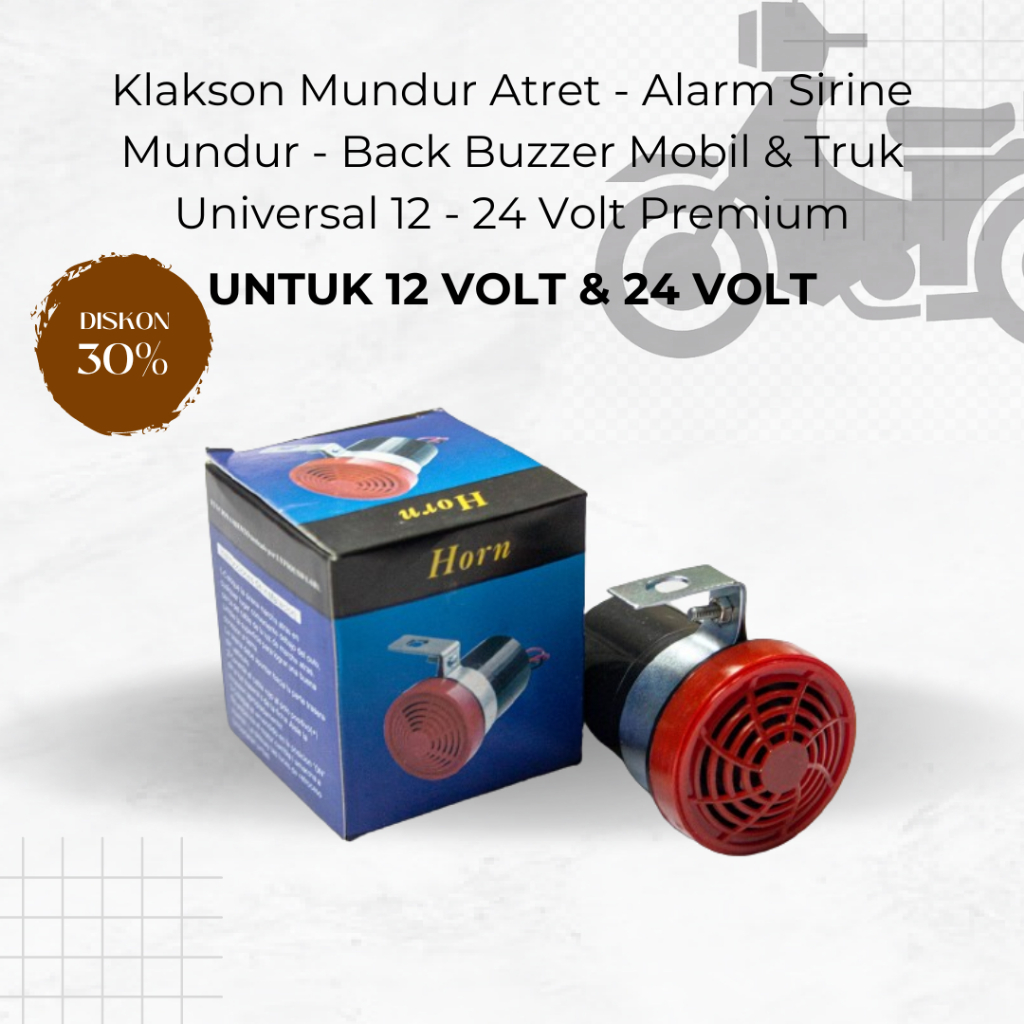 Klakson Mundur Atret - Alarm Sirine Mundur - Back Buzzer Mobil & Truk Universal 12 - 24 Volt Premium