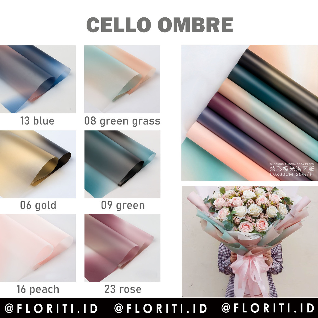 

(20 lembar) Kertas Buket Cellophane Ombre Gradasi