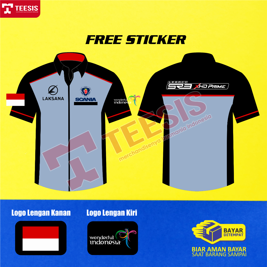 Kemeja Baju Bus Bis Mania Bismania Scania Legacy SR 3 Xhd Prime Laksana