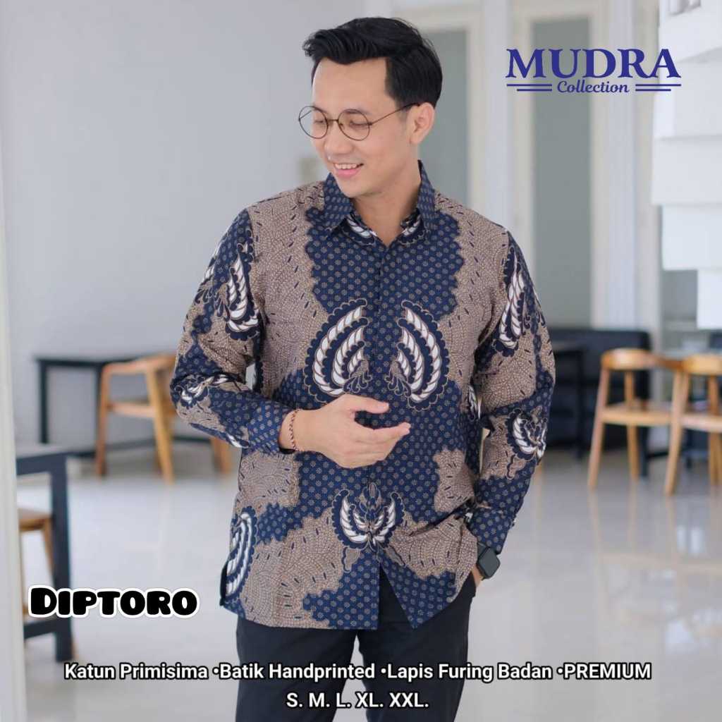 Batik Mudra Collection / Batik Pria Lengan Panjang / Batik Terbaru / Diptoro / Mudra Hijab