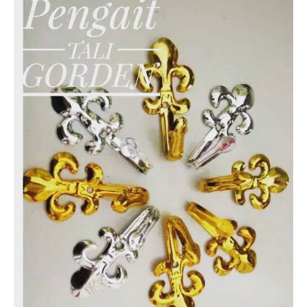 Hook Gorden Trisula Pengait / cantelan / cantolan Tali Gorden Gordyn Hordeng Korden emas gold silver