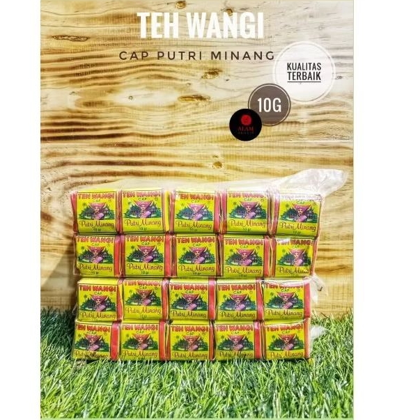 

Teh Wangi cap Putri Minang 10gram, 1 slop isi 20 pcs, 5 Slop Free 1 Gelas