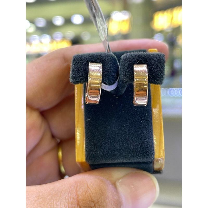 anting jepit polos emas 750%