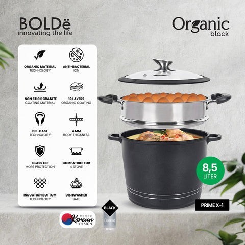 Bolde Organic Black Pot + Steamer 2 in 1 khusus batam