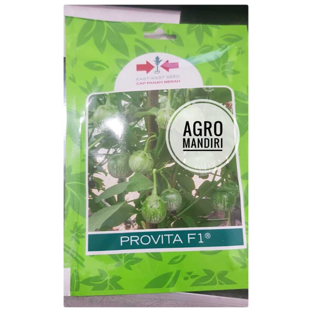 Isi 400 Benih Terong Bulat Lalap Hijau PROVITA F1 Small Pouch Cap Panah Merah