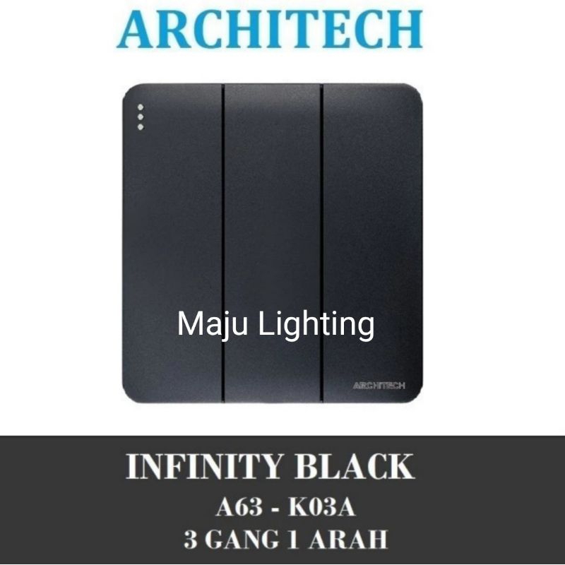 Saklar Triple Architect Infinity Black A63-K03A 3 gang 1 arah