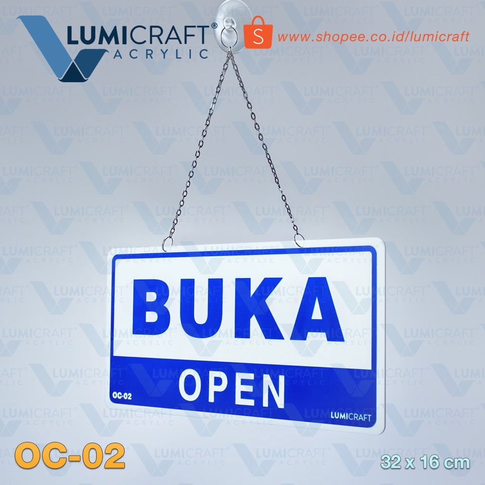 

KODE B83Y Buka Tutup Open Closed Hanging Sign Board Acrylic Akrilik BolakBalik 32 x 16 cm Lumicraft OC2