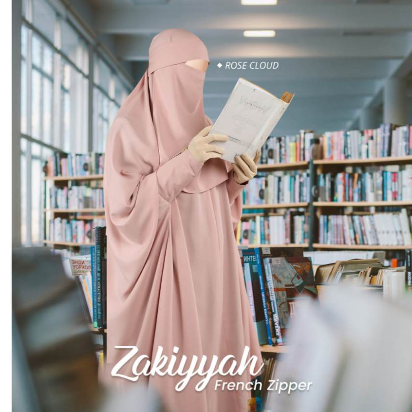 Khadijah Indonesia - Zakiyyah French Zipper | Non Pad Line | French Khimar | Free Cadar Poni