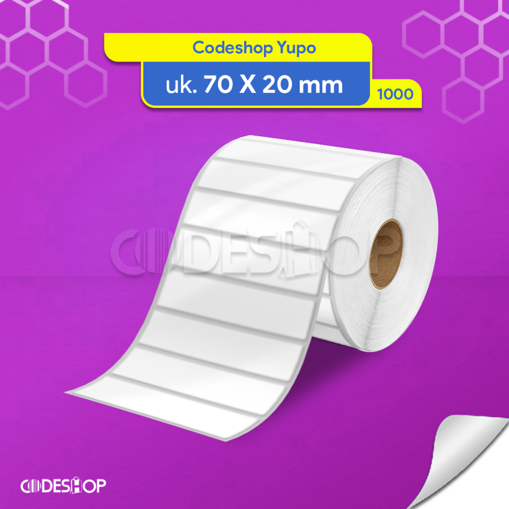 

Codeshop Label Stiker Barcode Bahan Yupo Ukuran 70 x 20 mm isi 1000 Pcs Anti Sobek