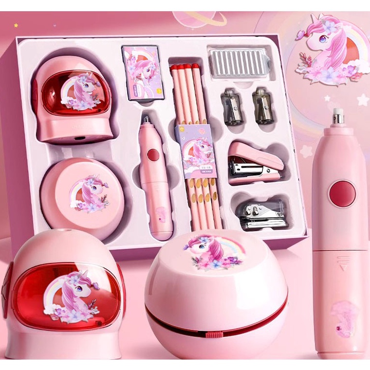 

KODE A88T LOOOOPY Electric Stationery Set Set Alat Tulis Elektronik Rautan Penghapus Vacuum Pencil 11 In 1Set Alat Tulis Elektronik Belajar Anak Perempuan Kado