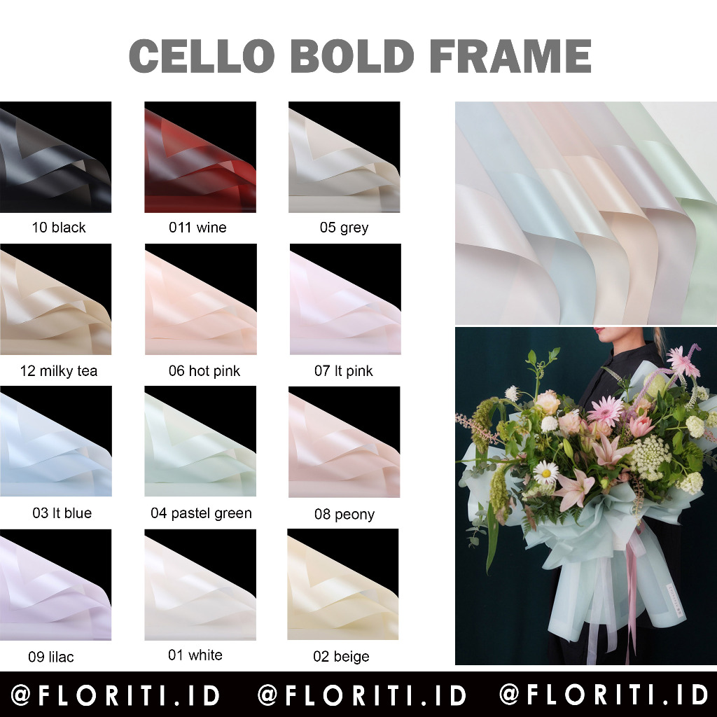 

(20 Lembar) Kertas Buket Cellophane Bold Frame/Macaron Flower Wrapping
