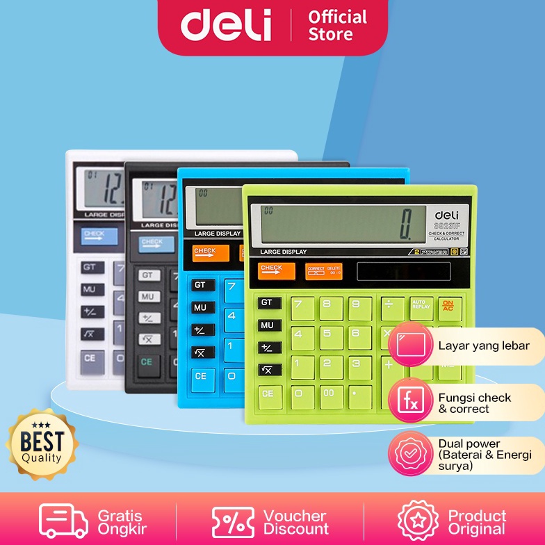 

KODE K53W Deli 39231 Calculator Check Correct Desktop Kalkulator Meja Office Original Deli WARNA WARNI DELI 512 HIJAU BIRU GREEN BLUE COLOUR CALCULATOR WHITE BLACK ALAT HITUNG