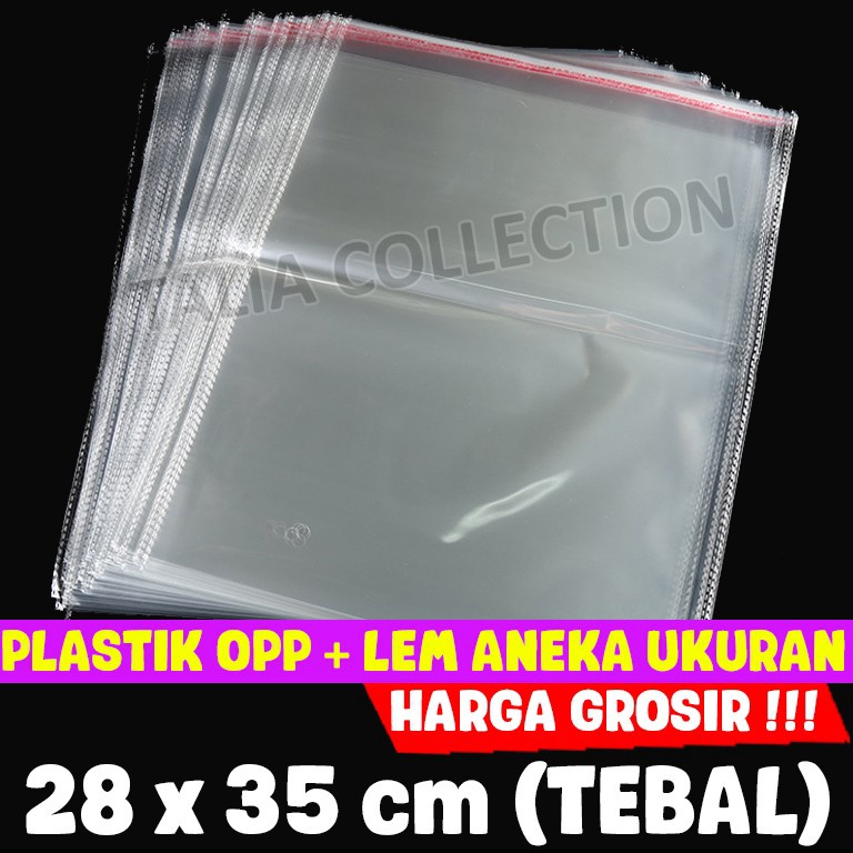 

KODE U39P Plastik OPP Lem 28x35 TEBAL Plastik Baju OPP Lem aneka ukuran