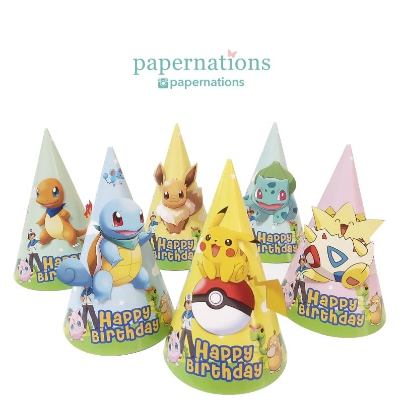 Party Hat Pokemon / Topi Ultah Pokemon / Topi Kerucut Pokemon / Birthday Hat Pokemon
