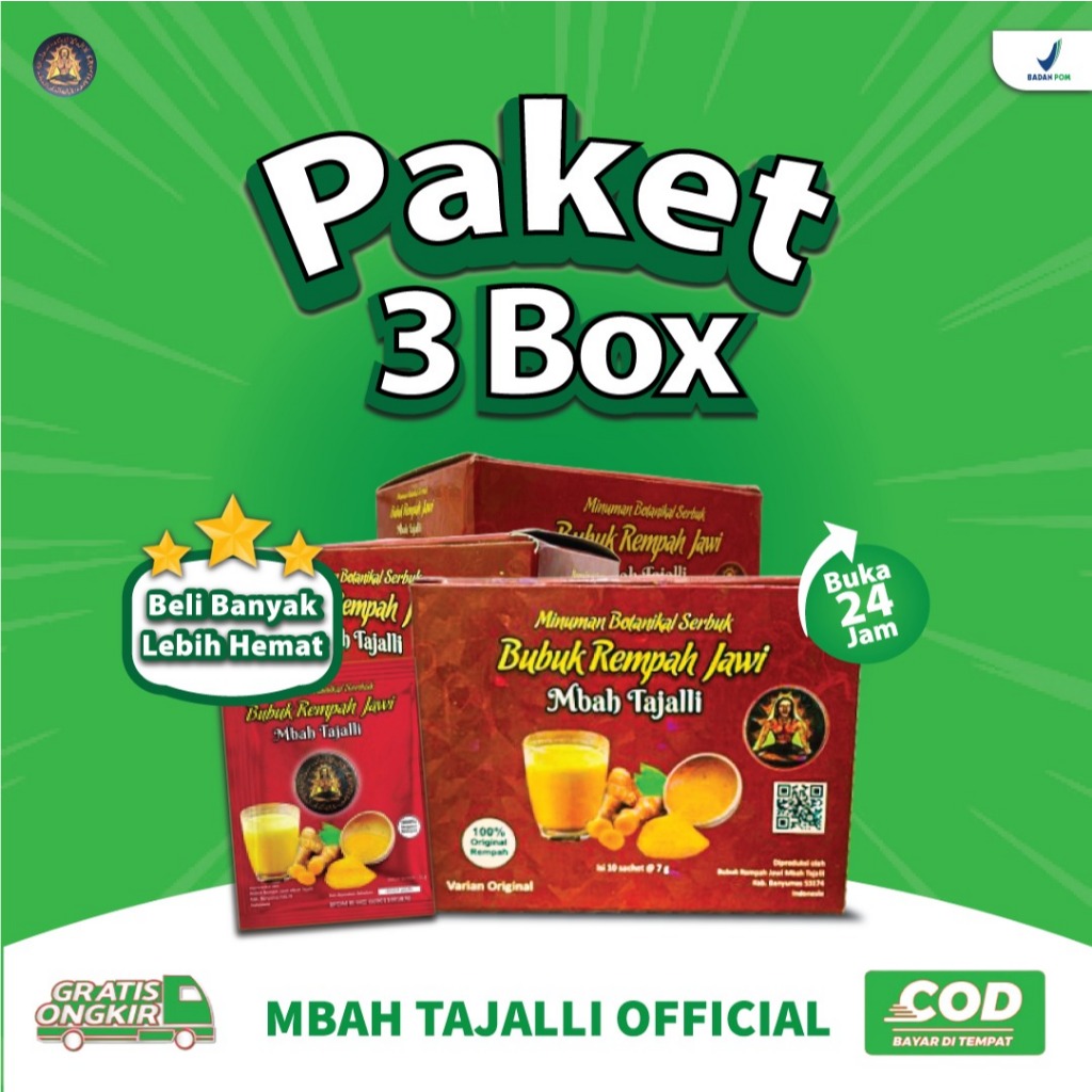 

3 box ( 30 SACHET ) BUBUK REMPAH JAWI MBAH TAJALLI 100% ORIGINAL