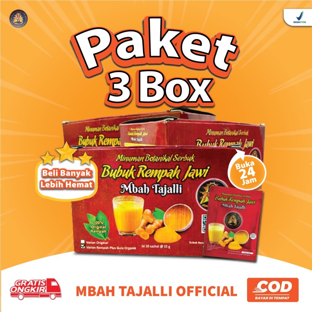 

3 BOX ( 30 SACHET ) Bubuk Rempah Jawi Mbah Tajalli Varian Gula Organik Ampuh Atasi Asam Urat Nyeri Sendi Dan Rematik