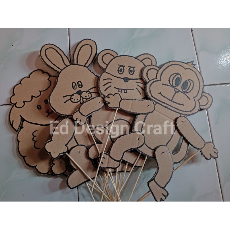 Prakarya Wayang Karakter Hewan dari Kardus