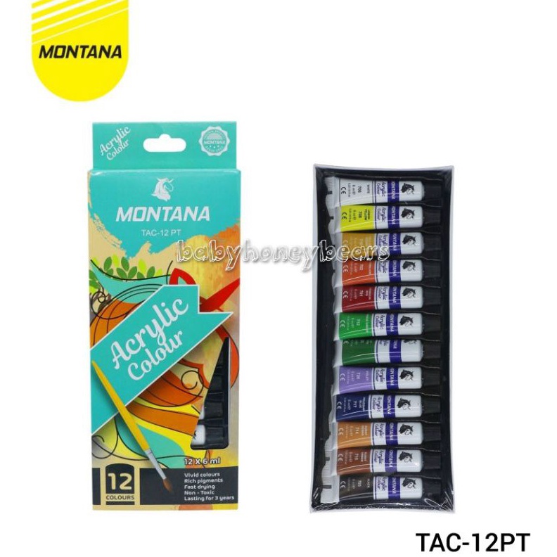 

GROSIR Cat Acrylic Montana TAC12PT 12 Warna 6mlCat Akrilik