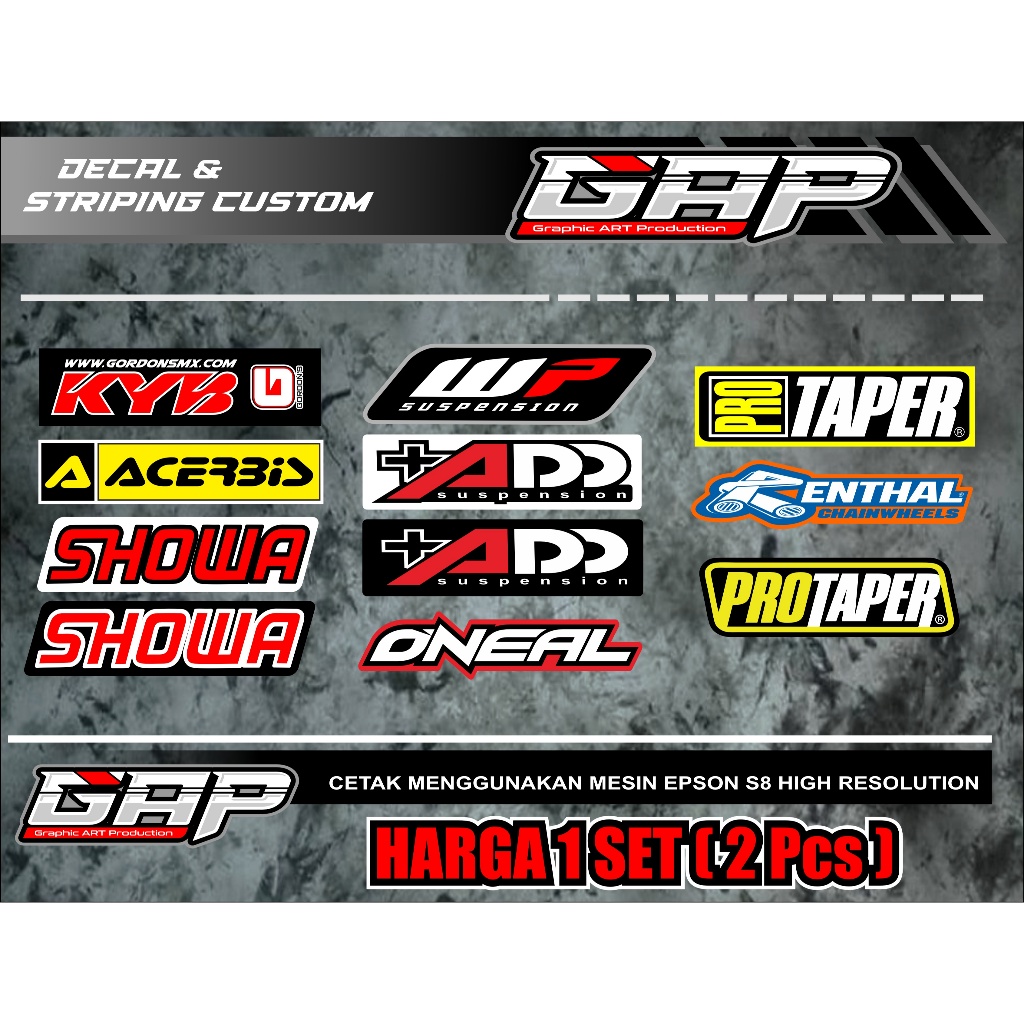 Sticker SHOK Kyb,Add,Protaper,WP, Oneal, Showa,Acerbis