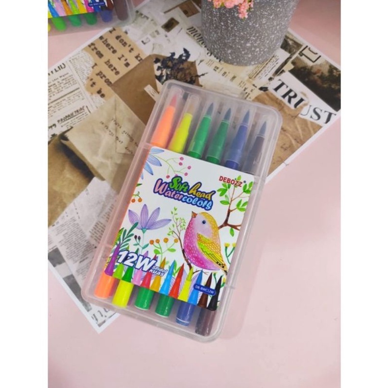 

PRODUCT IMPOR Spidol Kuas Debozz Soft Head Water Color Pen 12 Warna Brush Pen