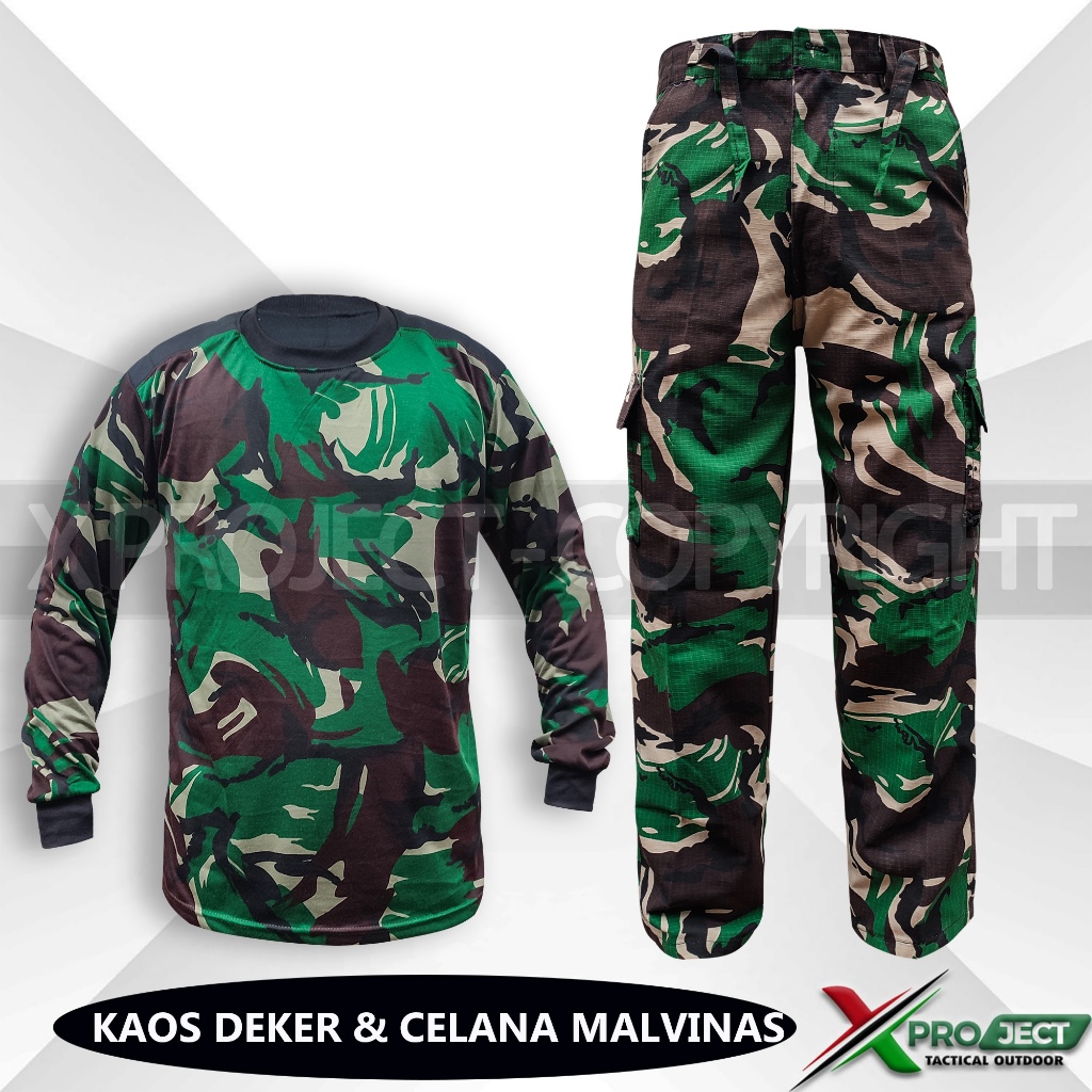 Baju kaos dan Celana Panjang Pria PDL Loreng Malvinas Kargo