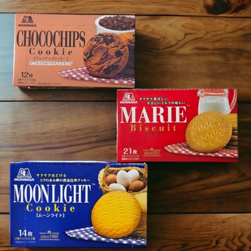 

Morinaga Cookie Biscuit Japan / Morinaga Chocochips Cookie / Morinaga Moonlight Cookie / Morinaga Marie Biscuits