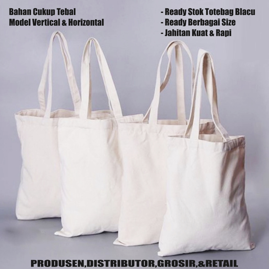 Tas Belanja Kain Blacu Polos Tote Bag Shopping Totebag Kanvas Hampers Polos Goodie Bag Ready Stok