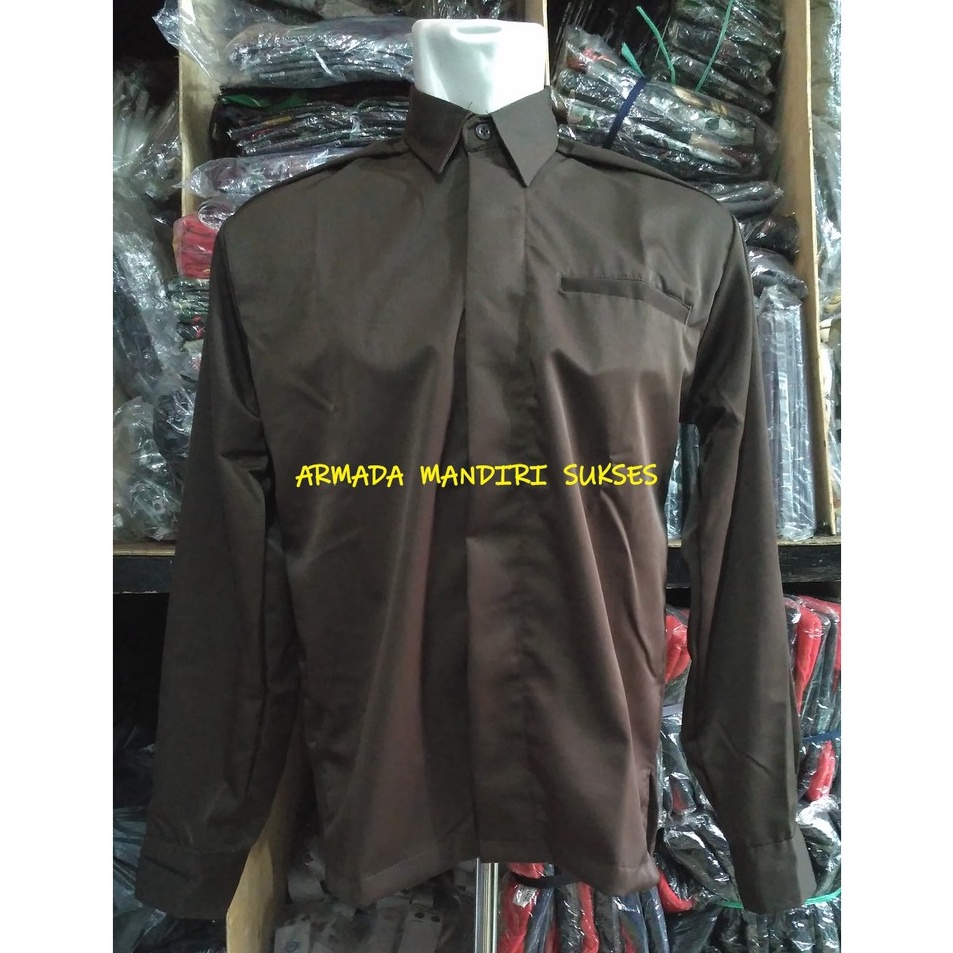Kualitas Terpopuler  Seragam Safari Paspampres Coklat  Safari Paspampres Panjang Coklat