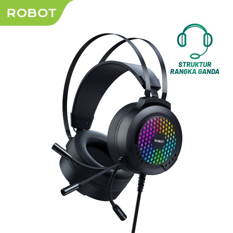 ROBOT RH-G30 Gaming Headset RGB Light Effect with 360 Mic Headset Gaming Robot RHG30 Headphone Robot