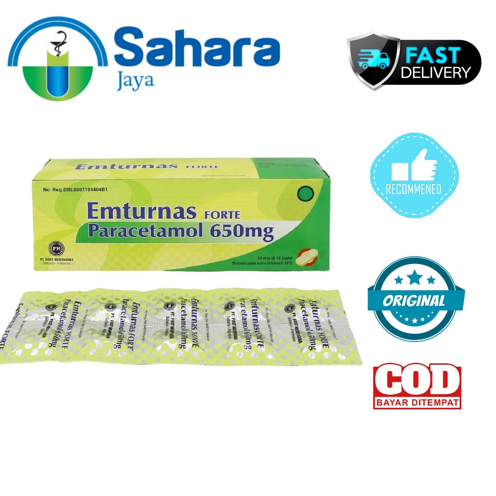 [SJ] Emturnas Forte 650 mg 10 Kaplet / EMTURNAS PARACETAMOL PER STRIP