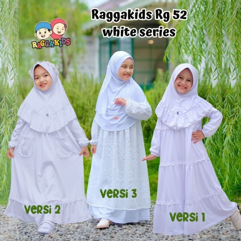 Gamis anak putih brokat RG52 Versi 3 by Raggakids / Gamis manasik anak