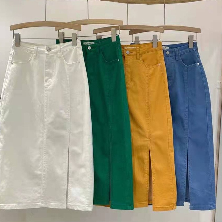 Promo cantikyaidRok Highwaist Rok Jeans Wanita rok jeans panjang korean style Rok span putih Rok 79 